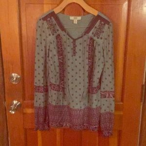Vintage America Long Sleeve Boho Top Size Small